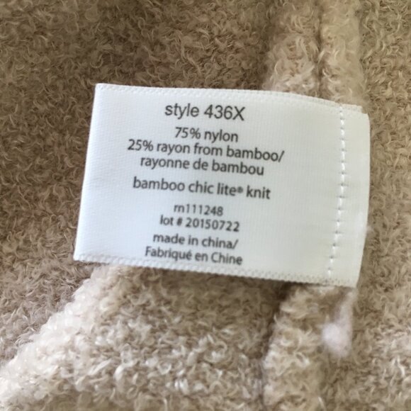 BAREFOOT DREAMS Light Taupe/Dark Cream Bamboo Chic Lite Robe Open Cardigan - Picture 3 of 9